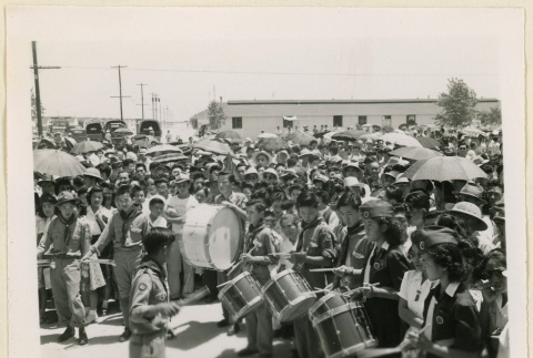Drum and bugle corps preforms at Canal (ddr-densho-37-1441)