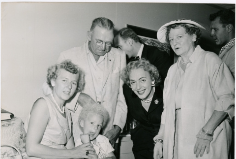 Christine Jorgenson with a group of unidentified people (ddr-densho-367-166)