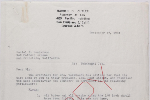 Copy of letter from Harold Cutler to Daniel Sanderson (ddr-densho-424-661)