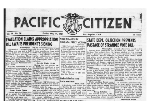 The Pacific Citizen, Vol. 38 No. 20 (May 14, 1954) (ddr-pc-26-20)