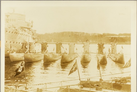 Several U-boats docked in a harbor (ddr-njpa-13-936)