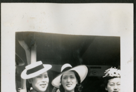 Three women aboard a ship (ddr-densho-359-984)