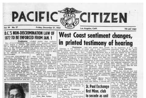 The Pacific Citizen, Vol. 39 No. 27 (December 27, 1954) (ddr-pc-26-53)