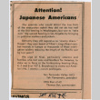 Newspaper ad encouraging Japanese American to testify at hearings (ddr-densho-122-278)