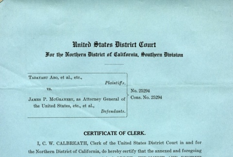Certificate of Clerk (ddr-densho-188-57)