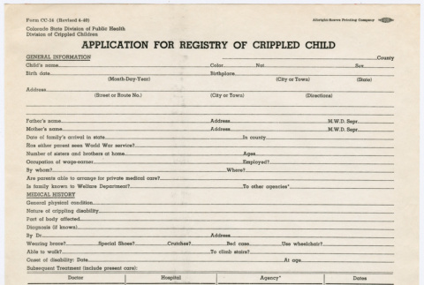 Application for Registry of Crippled Child (ddr-densho-356-968)