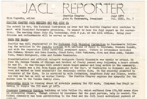 Seattle Chapter, JACL Reporter, Vol. XIII, No. 7, July 1976 (ddr-sjacl-1-257)