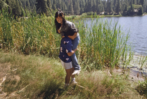 Helen Yamasaki and Paul Osaki by the lake (ddr-densho-336-1703)