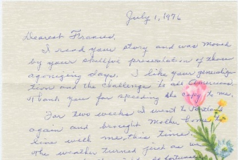 Letter to Frances Haglund (ddr-densho-275-12)