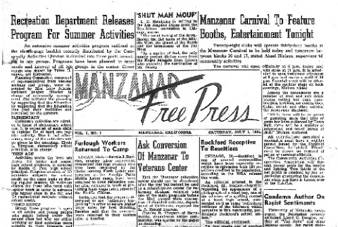 Manzanar Free Press Vol. 6 No. 1 (July 1, 1944) (ddr-densho-125-250)
