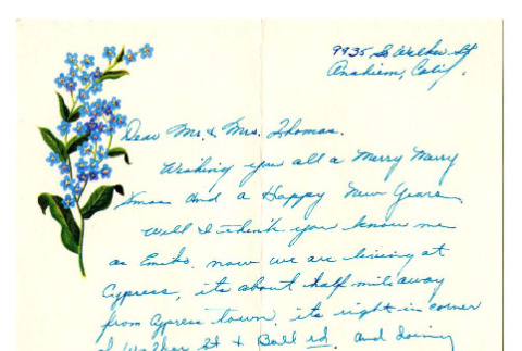 Letter from Emiko [Nakawaki] to Mr. and Mrs. A.W. Thomas, December 15, 1951 (ddr-csujad-4-27)