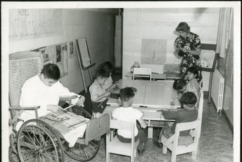 Manzanar, hospital, special physical and educational care ward for children assisted medically by California State Crippled Childrens Services, Thomas Family (ddr-densho-343-127)