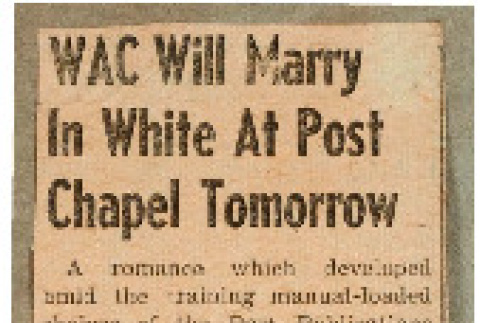 WAC will marry in white at Post Chapel tomorrow (ddr-csujad-49-64)