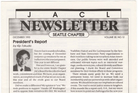 Seattle Chapter, JACL Reporter, Vol. 30, No. 11, November 1993 (ddr-sjacl-1-417)