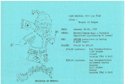 Registration for the 1977 Lake Sequoia Retreat ski trip (ddr-densho-336-1100)