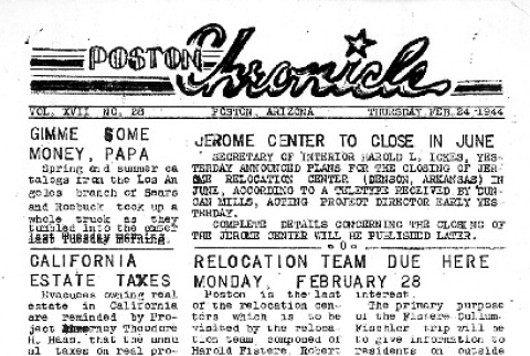 Poston Chronicle Vol. XVII No. 28 (February 24, 1944) (ddr-densho-145-475)