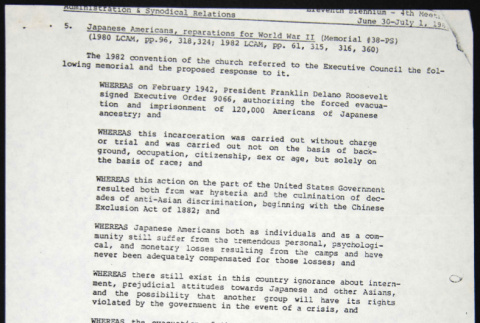 Select pages from the Executive Council Minutes from the Eleventh Biennium 4th Meeting (ddr-chijacl-1-99)