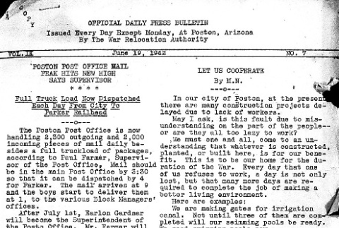 Poston Information Bulletin Vol. II No. 7 (June 19, 1942) (ddr-densho-145-33)