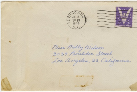 Letter (with envelope) to Molly Wilson from June Yoshigai (July 6, 1944) (ddr-janm-1-89)