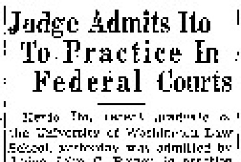 Judge Admits Ito To Practice In Federal Courts (April 24, 1936) (ddr-densho-56-461)