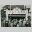 Mitsuye Yabe and Tour Group Posing in Front of Building (ddr-ohs-1-131)