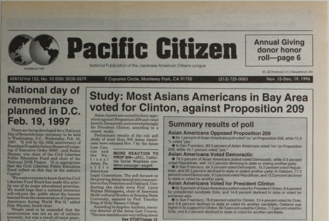 Pacific Citizen, Vol. 123, No. 10 (November 15-December 19, 1996) (ddr-pc-68-22)