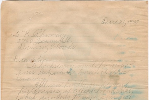 Letter sent to T.K. Pharmacy (ddr-densho-319-131)