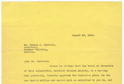 Letter from T. Ichikawa to Pierce A. Horrocks (ddr-sbbt-4-23)