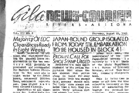 Gila News-Courier Vol. III No. 2 (August 26, 1943) (ddr-densho-141-144)