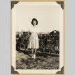 Mits Kikawa beside a garden (ddr-densho-542-517)