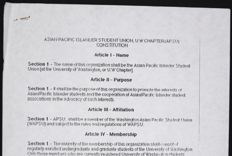Asian Pacific Islander Student Union, UW Chapter Constitution (draft) (ddr-densho-530-20)