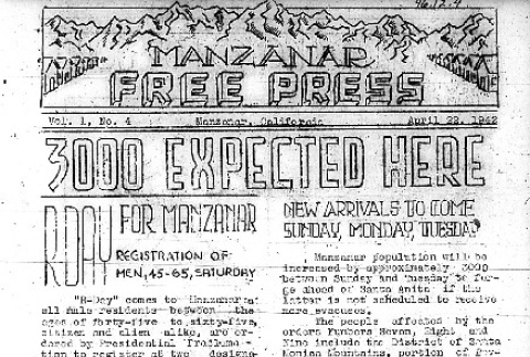 Manzanar Free Press Vol. I No. 4 (April 22, 1942) (ddr-densho-125-394)