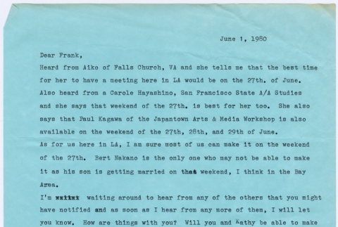 Letter to Frank Abe from Amy Ishii (ddr-densho-122-215)