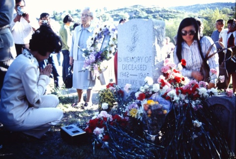 A memorial headstone at Linkville Cemetery (ddr-densho-294-27)