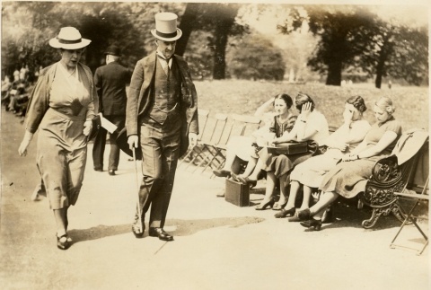 Neville Chamberlain walking in a park with Anne Chamberlain (ddr-njpa-1-18)