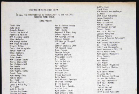 Chicago Redress Fund Drive List (ddr-chijacl-1-11)