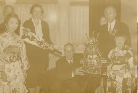 General Franco and Ambassador de Vigo receiving gifts from the Japanese-German-Italian Friendship Society (ddr-njpa-1-428)