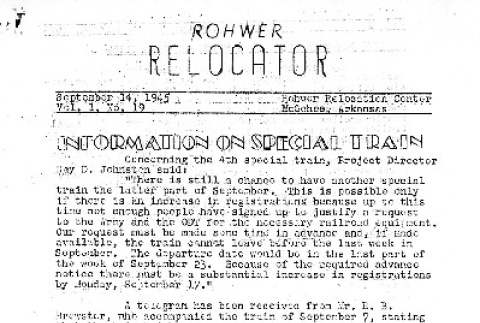 Rohwer Relocator Vol. I No. 19 (September 14, 1945) (ddr-densho-143-302)
