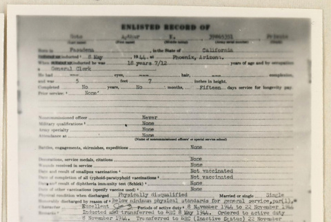 Enlisted record of Arthur Goto (ddr-densho-37-2072)