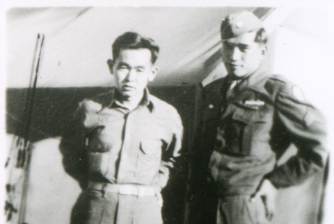 Two soldiers and tent (ddr-densho-1007-832)
