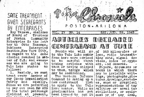 Poston Chronicle Vol. XV No. 14 (August 28, 1943) (ddr-densho-145-400)