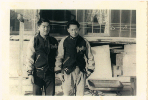 Two young men wearing Zephyrs jackets (ddr-densho-122-608)