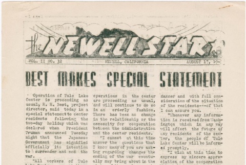 The Newell Star, Vol. II, No. 33 (August 17, 1945) (ddr-densho-284-81)