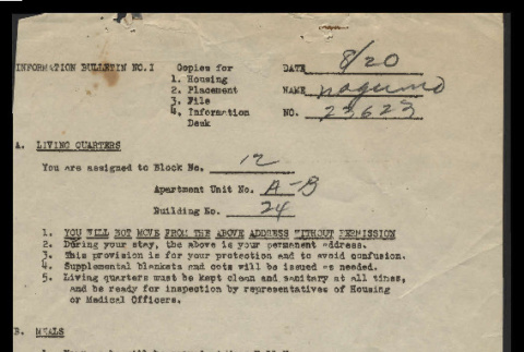 Information bulletin (Cody, Wyoming), no. 1 (August 20, 1942) (ddr-csujad-55-874)