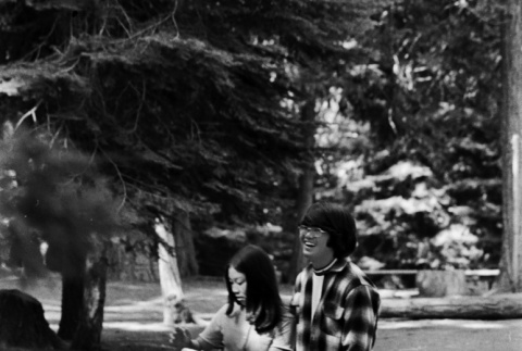 Valerie Nagata and Colin Kageyama walking at camp (ddr-densho-336-617)