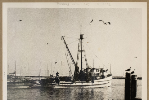 Dry point etching of a fishing boat (ddr-densho-542-792)