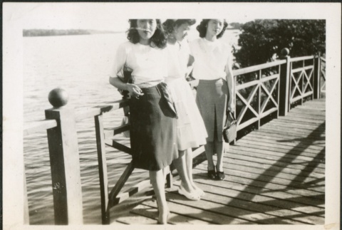 Three women on a dock (ddr-densho-298-173)