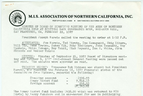 MIS Association of Northern California meeting minutes from February 22, 1987 (ddr-densho-1007-1466)