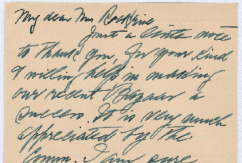 Letter from Mrs. Walter C. Lawrie to Agnes Rockrise (ddr-densho-335-366)