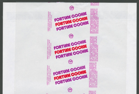 Fortune Cookie wrapper purple/red (ddr-densho-499-91)